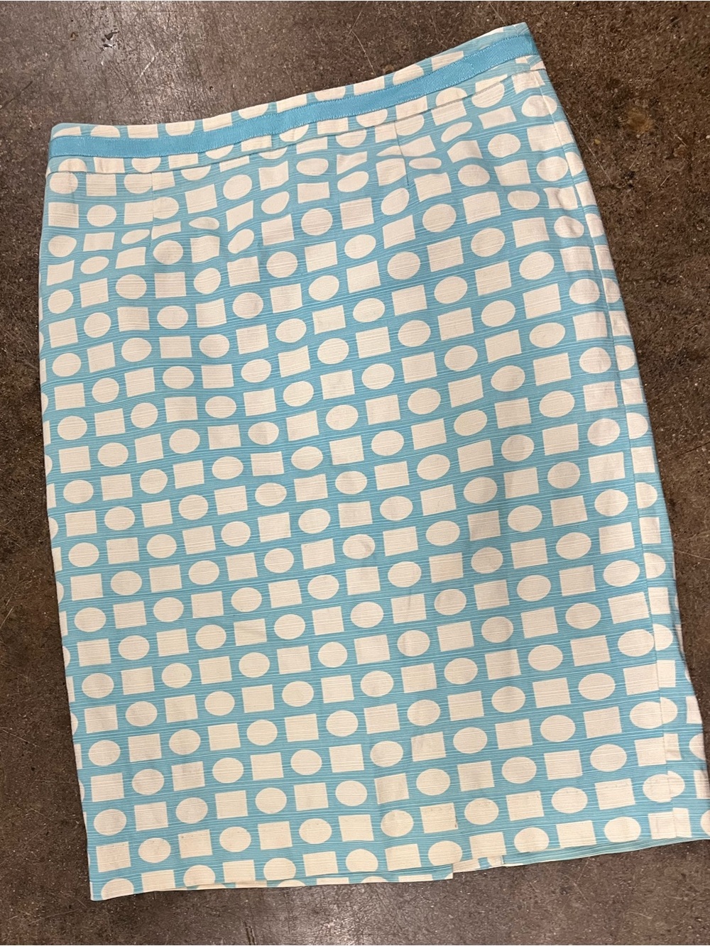 Boden Blue and Cream Geometric Pencil Skirt Size 6